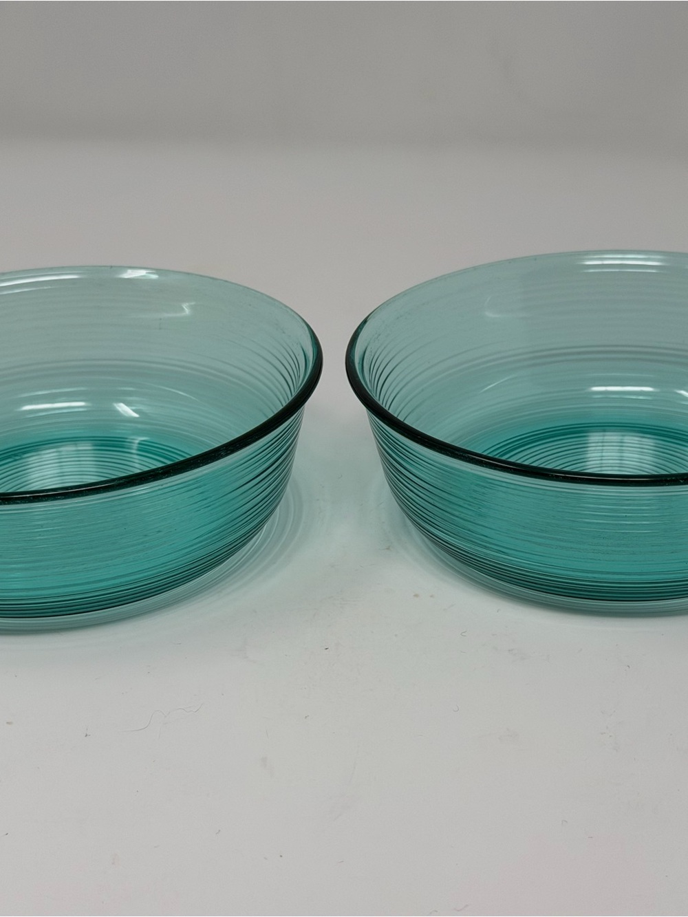 Set of 2 Arcoroc France Jardineire Blue Swirl Pressed Glass Bowls 5.5” x 2" VTG
